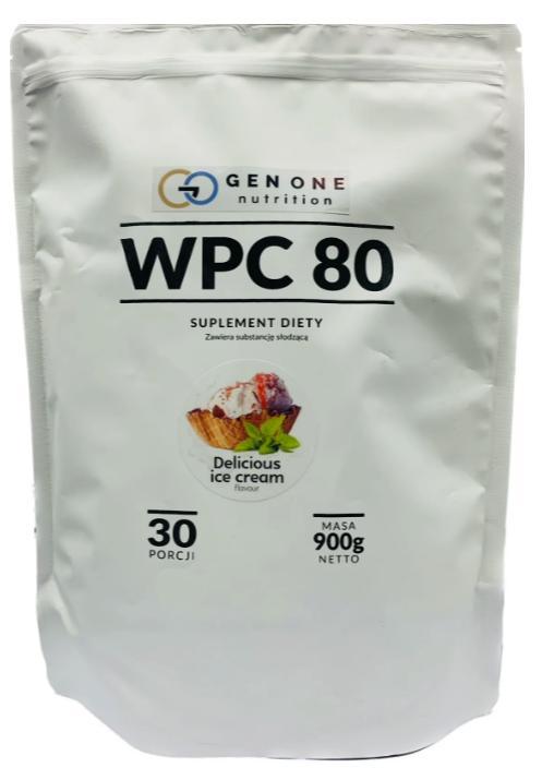 Концентрат сироваткового білка GenOne Nutrition WPC 80  900 грамм Смак : Delicious Ice Cream, фото 1
