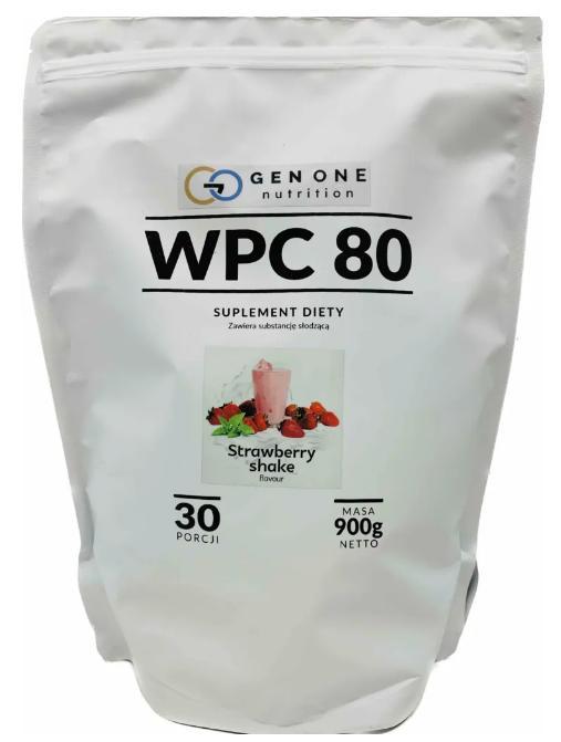 Концентрат сироваткового білка GenOne Nutrition WPC 80 900 грамм Смак : Strawberry Shake, фото 1