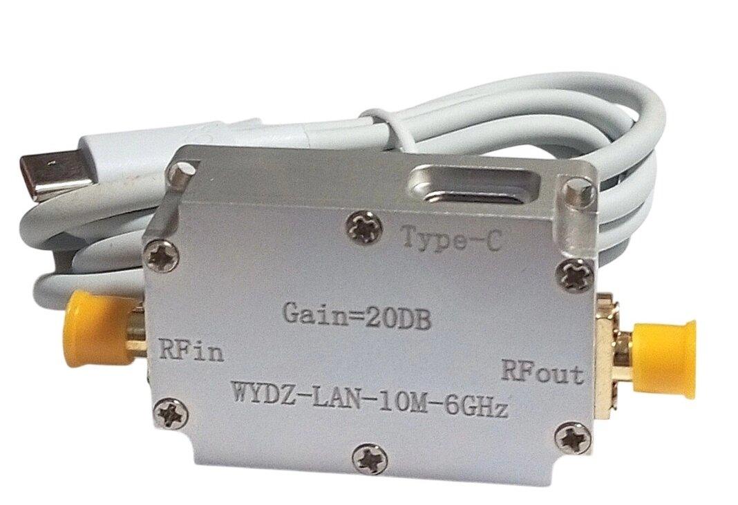 Підсилювач радіосигналів WYDZ-LAN-10M-6GHz 20 dB, малошумний, TYPE-C