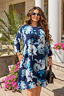 Легкое осенье цветочное платье-трапеция, просторного фасона "разлетайка", батал большие размеры