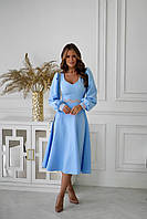 Вечерние нарядное женское платье длинное с вышивкой с длинными рукавами из костюмной ткани, праздничное платья