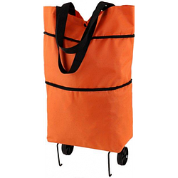 Універсальний складаний портативний візок-сумка для покупок на коліщатках Жовтогарячий