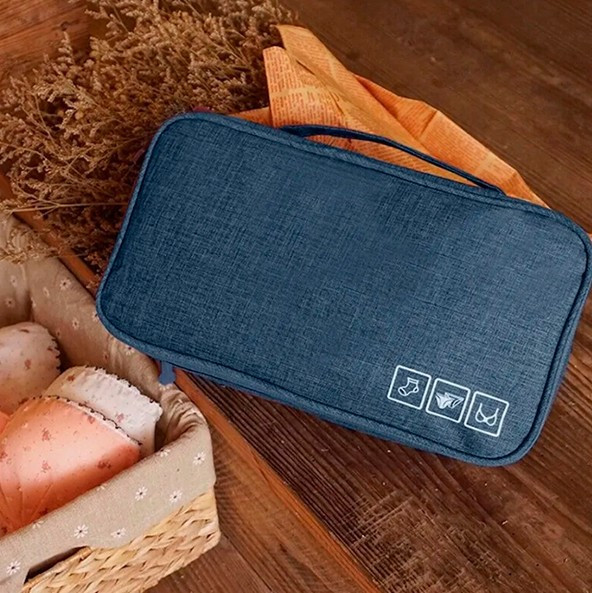 Дорожній органайзер для спідньої білизни, органайзер для поїздок захищає від води, пилу бруду та запахів синій, фото 1
