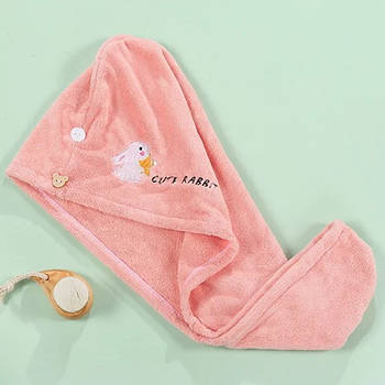 Рушники для сушіння волосся, рушник для волосся з гудзиком, рушник для сушіння волосся рожеве