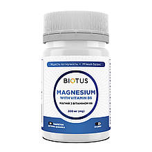 Магній с вітаміном В6, Magnesium with Vitamin B6, Biotus, 200 мг, 30 таблеток