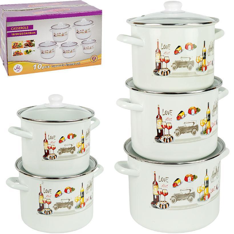 Набір емальованих каструль з кришками 5 штук 2/4/5/6/9 літрів велика каструля (№-8), фото 1