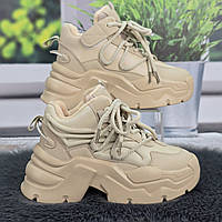 Ботинки детские для девочки Jong Golf бежевые демисезонные на платформе 5973