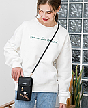 Жіноча міні клатч сумочка з квітами вишивка для телефону, маленька сумка гаманець на плече з квіточками, фото 4