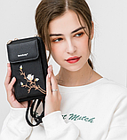 Жіноча міні клатч сумочка з квітами вишивка для телефону, маленька сумка гаманець на плече з квіточками, фото 9