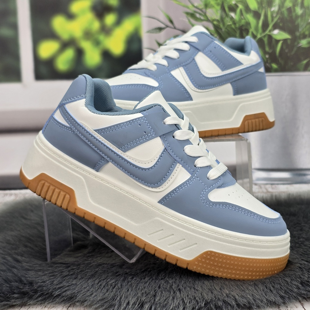 Кросівки жіночі Swin білі з блакитним еко-шкіра демісезонні 4737