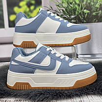 Кросівки жіночі Swin білі з блакитним еко-шкіра демісезонні 4737, фото 2