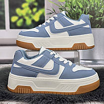 Кросівки жіночі Swin білі з блакитним еко-шкіра демісезонні 4737, фото 3