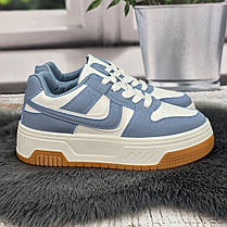 Кросівки жіночі Swin білі з блакитним еко-шкіра демісезонні 4737, фото 4