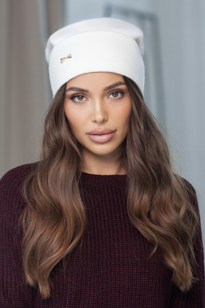 Жіноча шапка з кашеміру "Шарлотта", колір білий