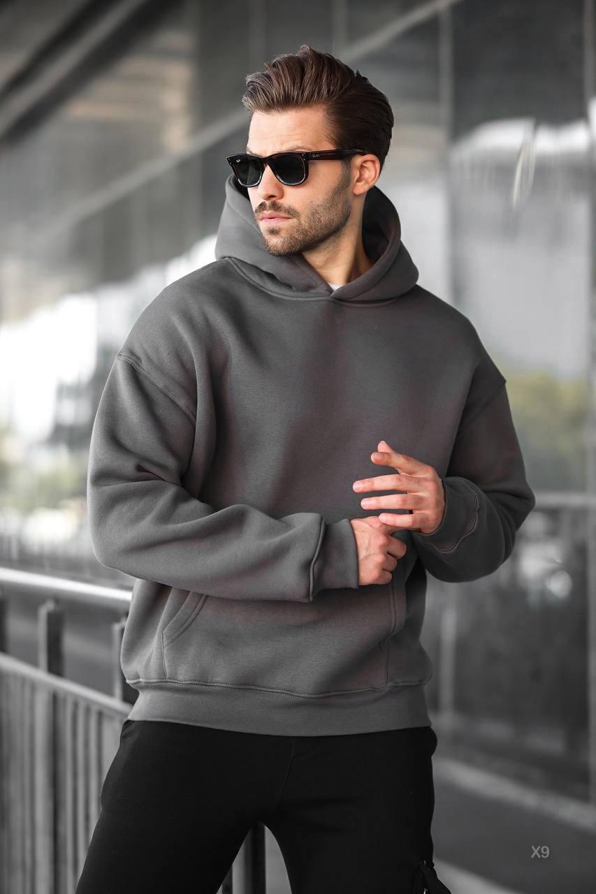 Худі чоловічий теплий Туреччина на флісі  | Чоловічий худі на зиму ЛЮКС якості, фото 1