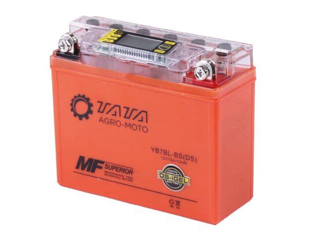 Акумулятор гелевий TT AGRO MOTO YB7BL-BS, 7 АH 148*60*128 мм, жовтогарячий, з дисплеєм, фото 1
