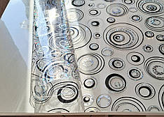 Прозоре М'яке скло з лазерним малюнком сріблястих кіл, ширина 60 см