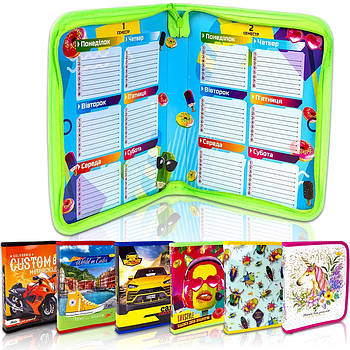 Шкільна папка для зошитів В5+ на змійці з твердого ламінованого картону