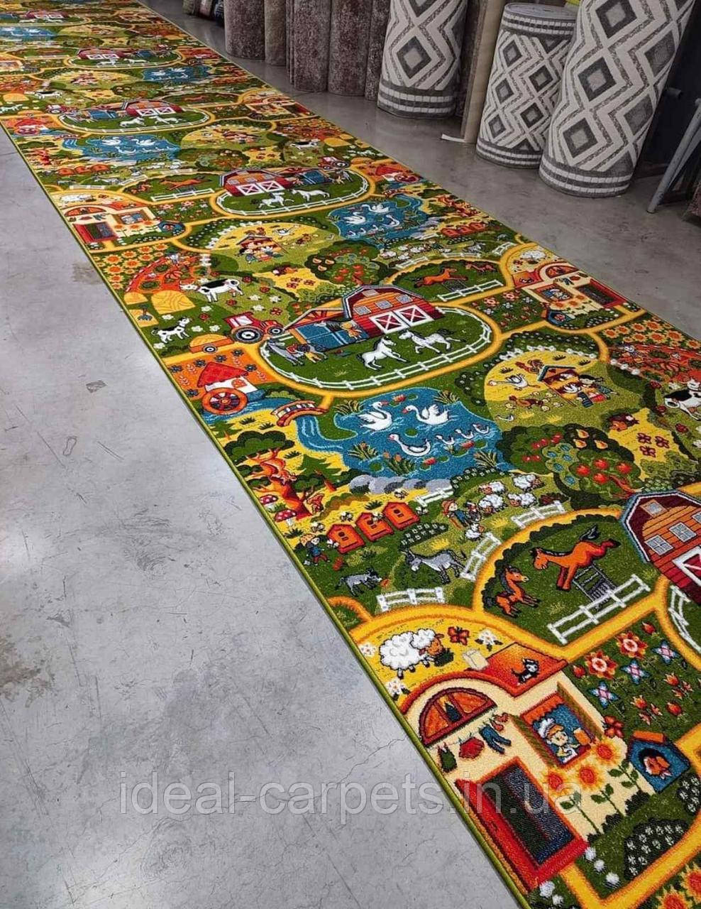 Доріжка на відріз 2м ширина Ферма 0508 Зелений Короткий Ворс, фото 1