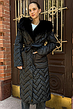 Жіноче зимове пальто з водовідштовхувальної плащової тканини з капюшоном ПВ-389 чорний+чорний, фото 8