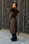 Жіноче стильне зимове пальто ПВ-389 шоколадний, розміри 42-54, фото 6
