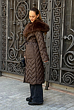 Жіноче стильне зимове пальто ПВ-389 шоколадний, розміри 42-54, фото 8