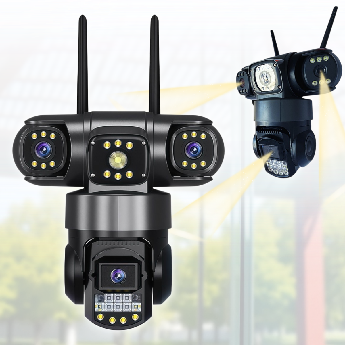 Вулична Wi-Fi IP камера відеоспостереження з 3 лінзами та датчиком руху V380, фото 1