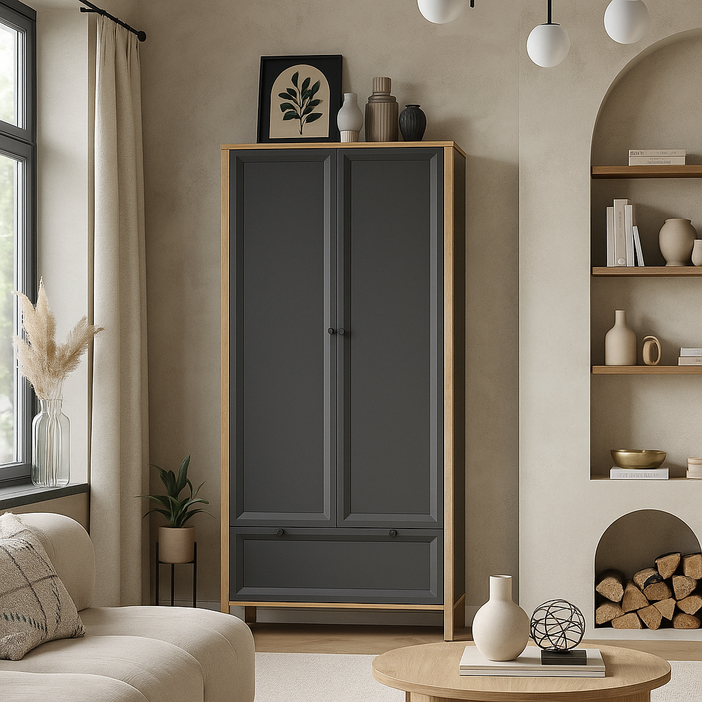Сучасна стильна платтяна шафа розпашна дводверна 90 см для одягу у вітальню зал Brent VMV Holding, фото 1