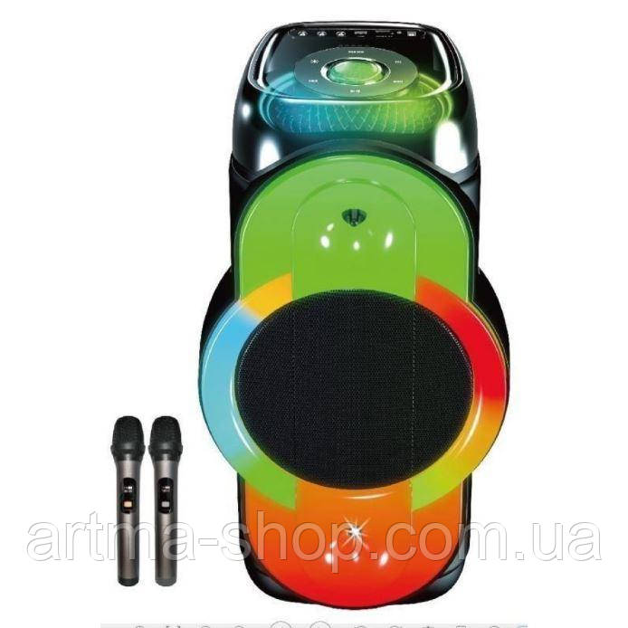 Переносна Bluetooth колонка KOLAV-D1238 з двома мікрофонами та пультом Портативна акустика 40 Вт 12"