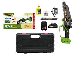 Безщіткова акумуляторна міні-пила Procraft PKA45 20В (2АКБ 2А/г) Кейс Шина 6"/8" Ланцюг 15/20см Гарантія 3 роки