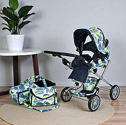 Коляска для ляльки 9333 Melogo, з люлькою та сумкою, демісезонна, висота ручки  71 см