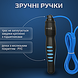 Скакалка з лічильником стрибків, швидкісна скакалка для кросфіту схуднення 3 м чорна-блакитна (1215), фото 2