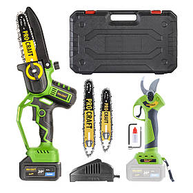 Пила ланцюгова Procraft PKA32Li акумуляторна міні пила (1 АКБ 20 В, 4 А·год) + Акумуляторний секатор Procraft ES28Li (з 1АКБ)