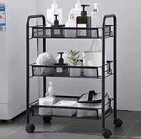Етажерка для дому на коліщатках 65x25x44 см Етажерка для ванної, Стійка органайзер підлогова для ванної кімнати