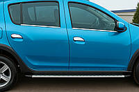 Наружные молдинги окон нержавейка (4 шт.) OmsaLine - Итальянская Нержавейка для Renault Sandero 2007-2013 гг