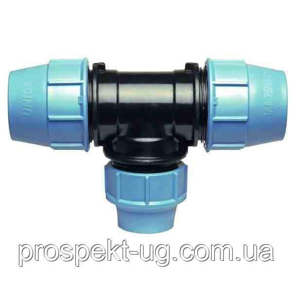 Трійник Ду75х63х75 обжимний Unidelta ПНД, фото 1