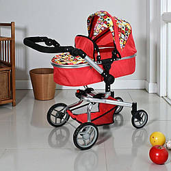 Коляска для ляльки 9695 Melogo червона з принтом, зимова