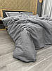 Комплект постільної білизни Страйп-сатин Двоспальний 180х220 з простирадлом на резинці 160х200х25 Сірий (88-108), фото 8