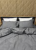 Комплект постільної білизни Страйп-сатин Двоспальний 180х220 з простирадлом на резинці 160х200х25 Сірий (88-108), фото 5
