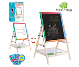 Деревяний двосторонній Мольберт MD 0897 Маленький художник, дошка двостороння, крейда, маркер, губка, коробка,, фото 5