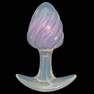 Люмінесцентна анальна пробка UNIVIBE, силіконова з кулькою всередині, фіолетова, 9.5 х 3.9 см