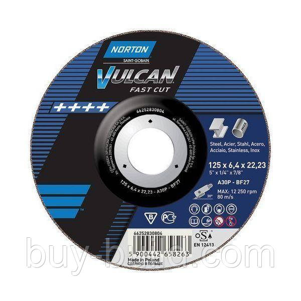 Диск NORTON 125х6,4мм (зачисний) (10шт/уп), фото 1