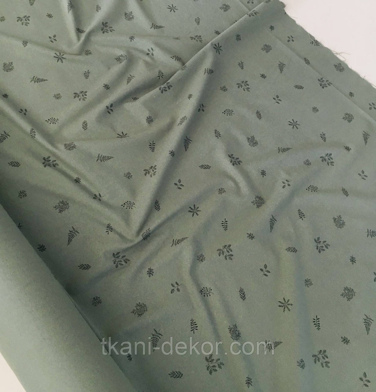 Тепла бавовна, плательна, гілки на зеленому, ширина 150см, 150 г/м2, фото 1