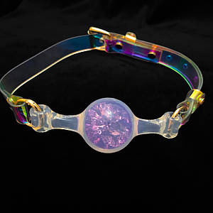 Кляп-кулька прозора UNIVIBE з фіолетовим каменем, силіконовий