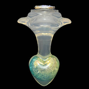 Анальна пробка серця UNIVIBE, силіконова з каменем, зелена, 7.8 х 2.8 см