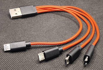 Кабель microUSB для чотирьх акумуляторів