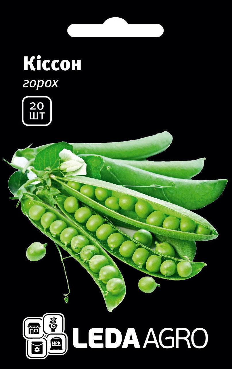 Насіння Гороху Кіссон, 20 шт (Leda Agro), середньостиглий сорт з високою врожайністю, фото 1