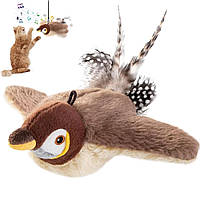 Интерактивная игрушка для кошек "Птичка", с USB / Летающая птичка для кота / Игра-дразнилка для котов