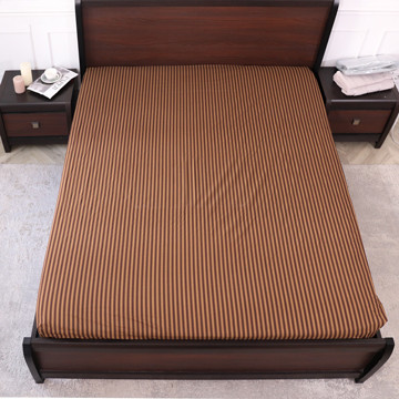 Натяжне простирадло на ліжко та диван двоспальне однотонне на гумці (160*200*25) коричневе в смужку