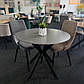 Круглий кухонний стіл кераміка Talia 90 см матовий під сірий мармур із чорними металевими ніжками, фото 2